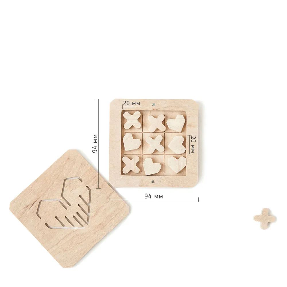 babai Wooden Classic Board Game Tic Tac Toe Love Is