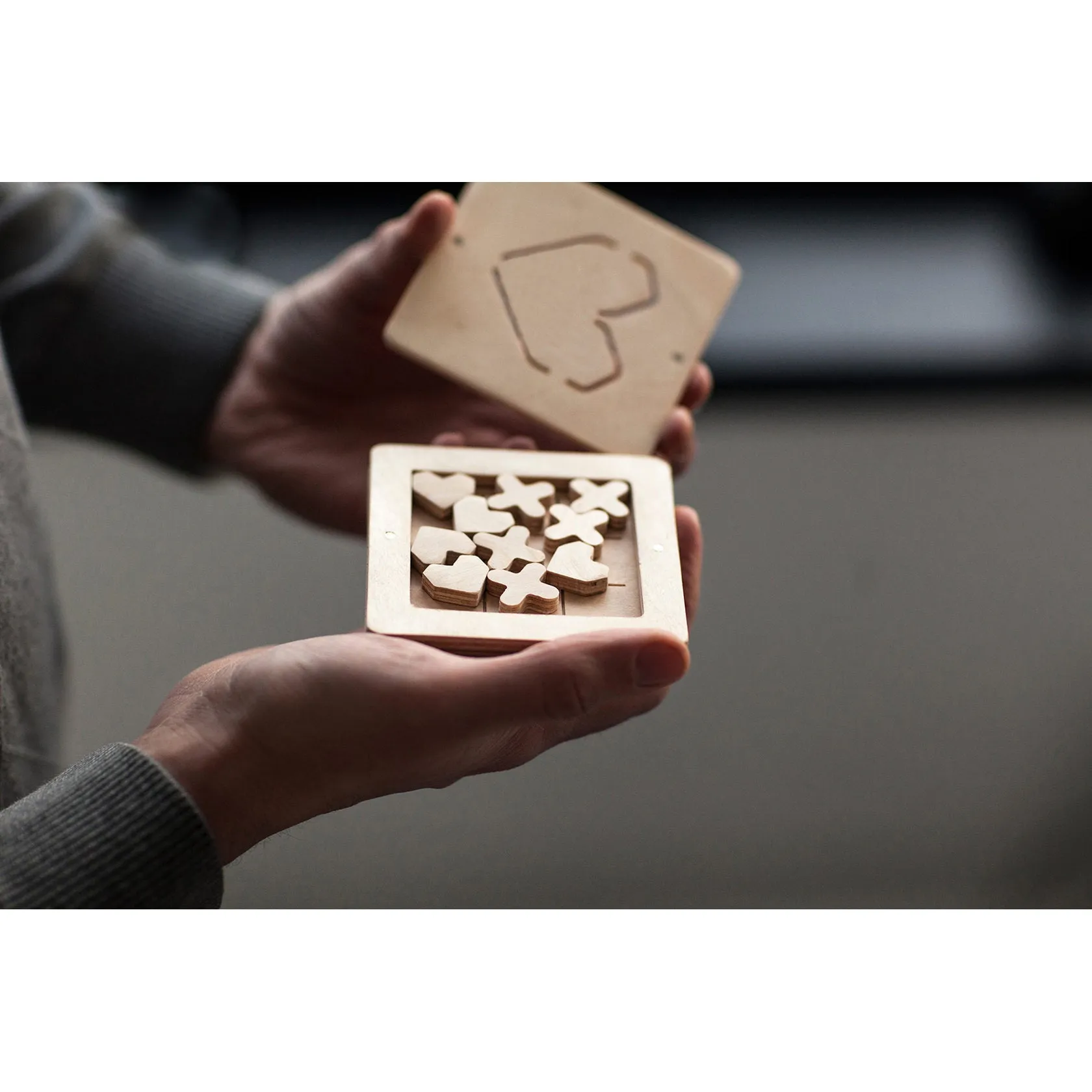 babai Wooden Classic Board Game Tic Tac Toe Love Is