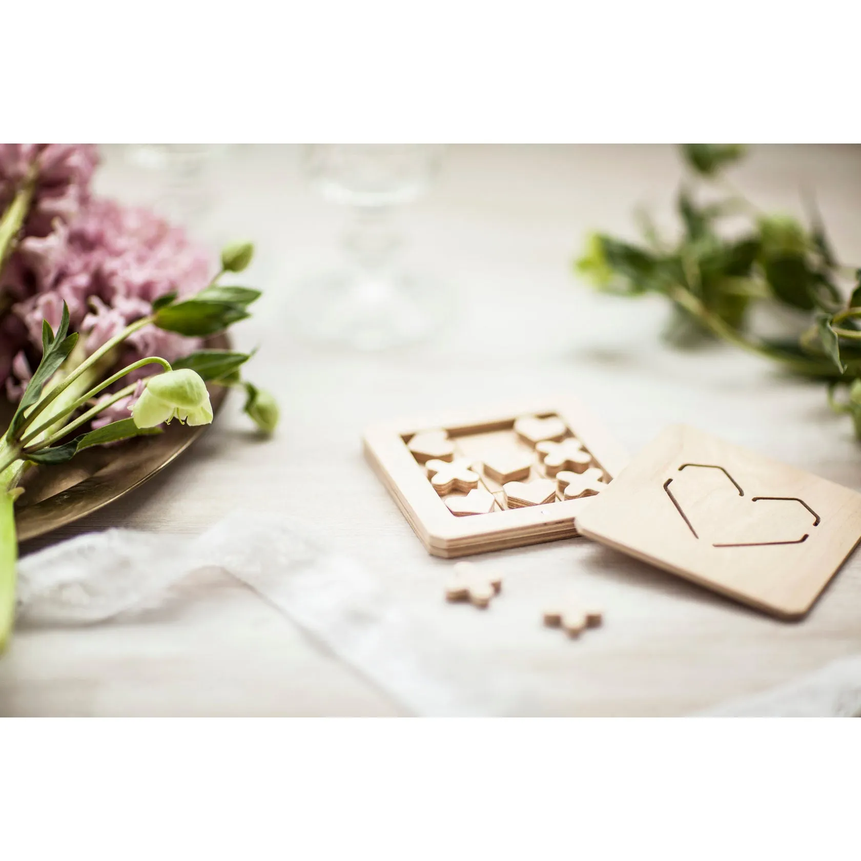babai Wooden Classic Board Game Tic Tac Toe Love Is