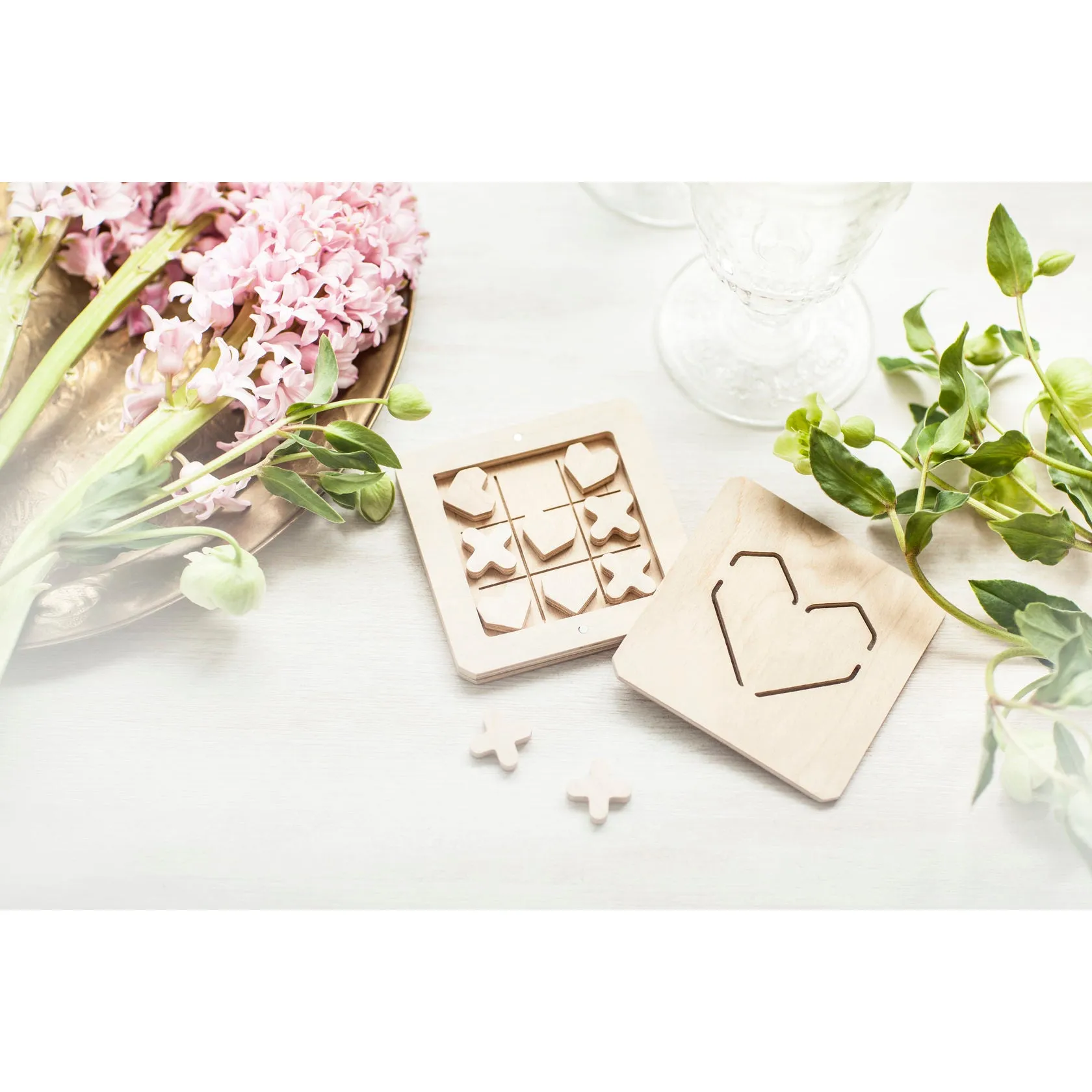 babai Wooden Classic Board Game Tic Tac Toe Love Is