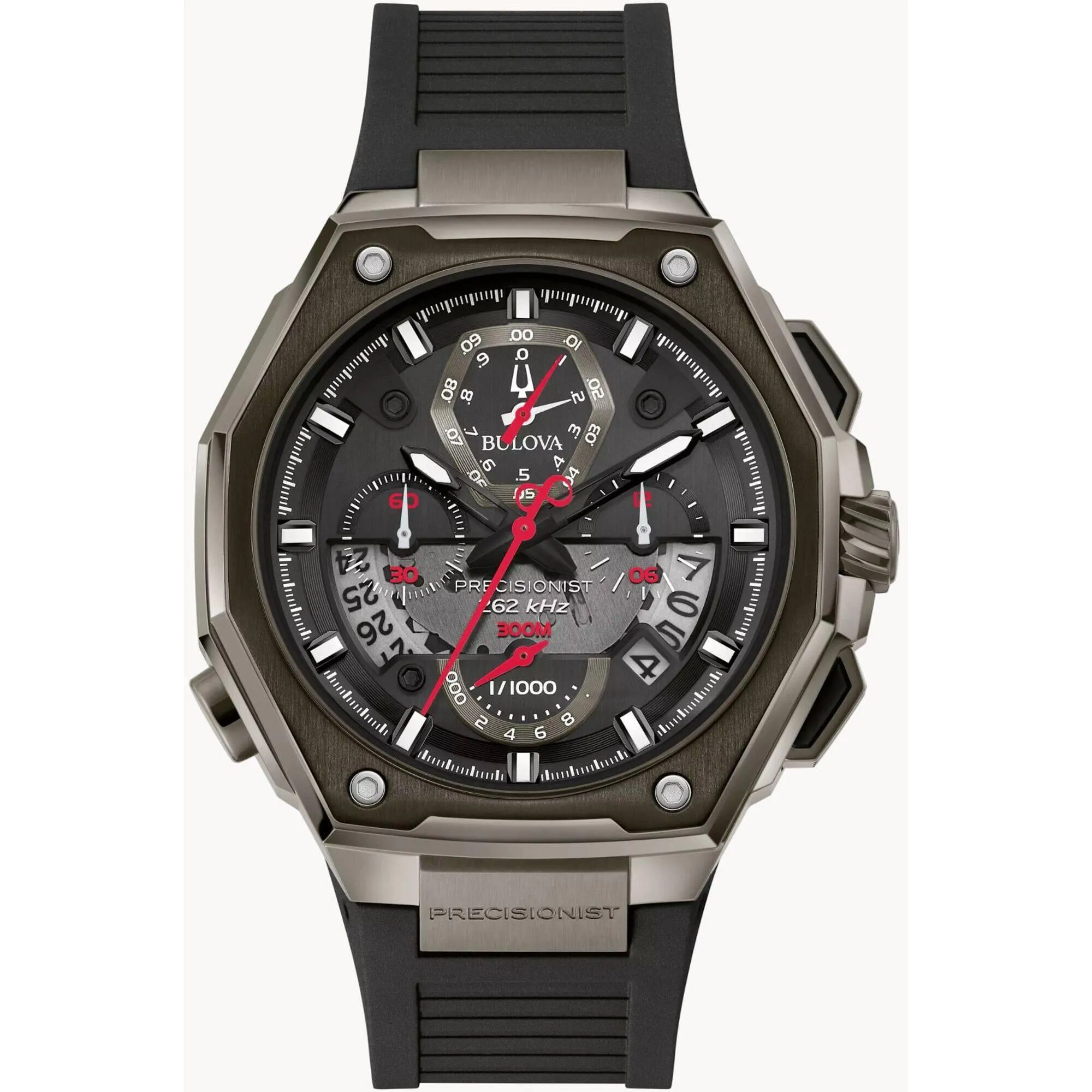 Bulova Men's Watch - Precisionist X Quartz Chrono Black Dial Rubber Strap | 98B358