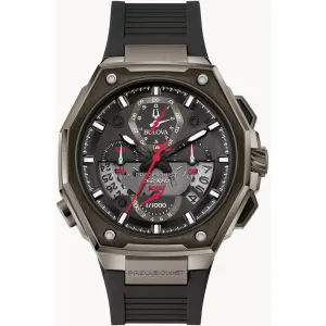 Bulova Men's Watch - Precisionist X Quartz Chrono Black Dial Rubber Strap | 98B358