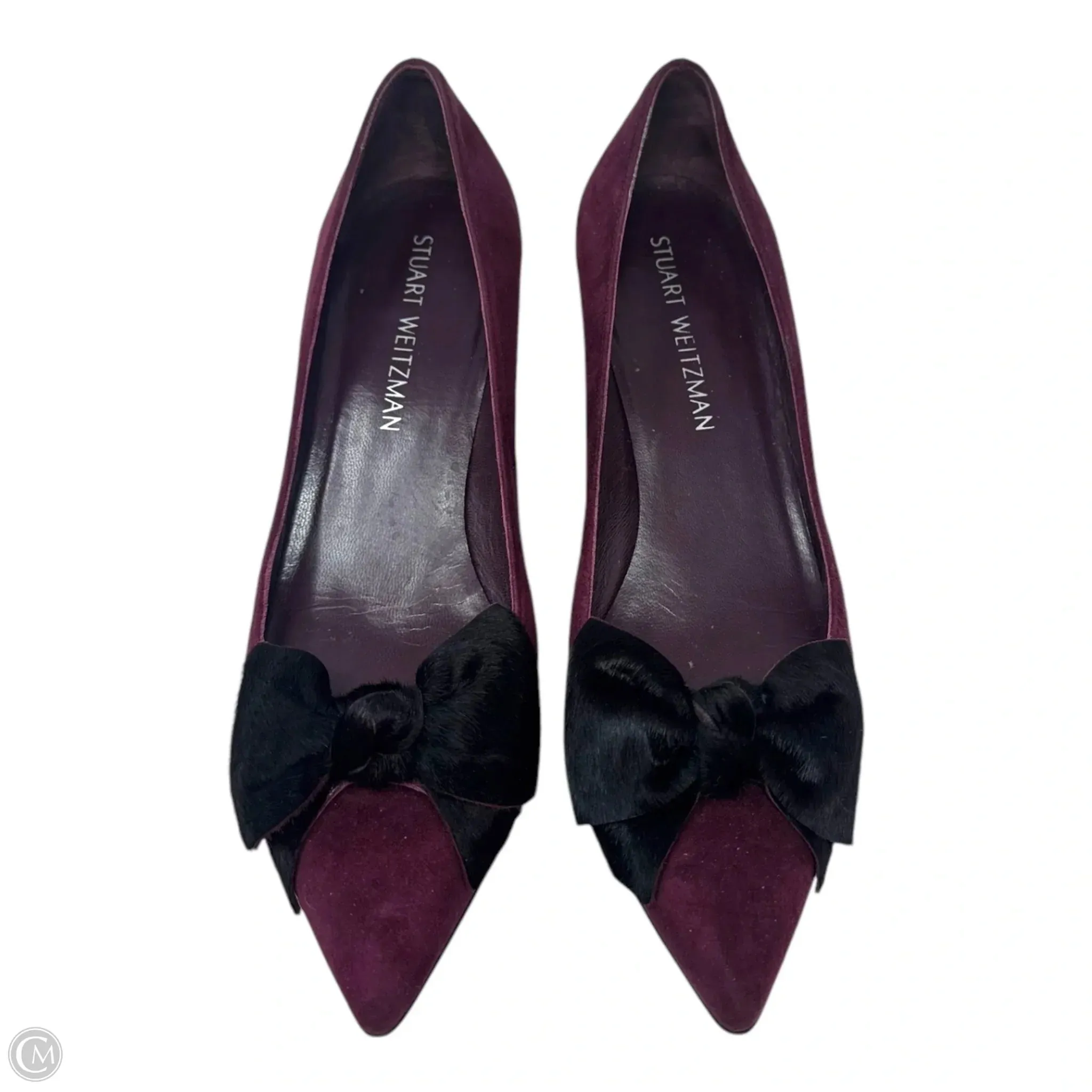 Calfhair Bow Shoes Designer By Stuart Weitzman In Maroon, Size: 7.5