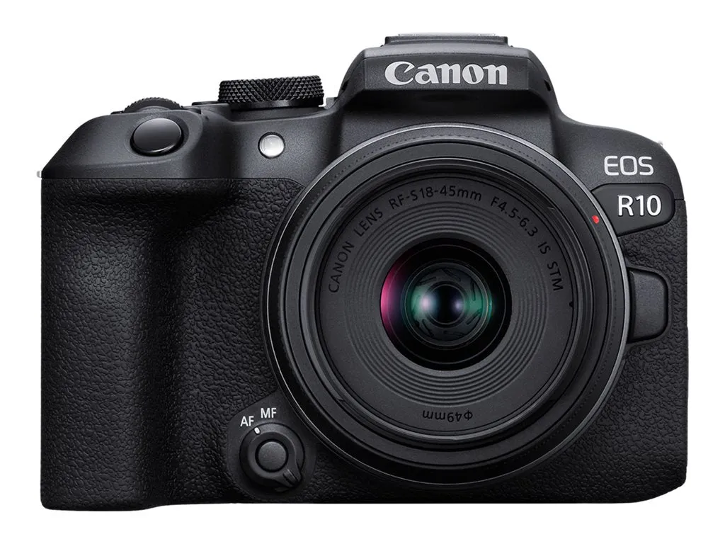 Canon EOS R10 - Digital camera - mirrorless - 24.2 MP - APS-C - 4K / 60 fps - 2.5x optical zoom RF-S 18-45mm F4.5-6.3 IS STM 5331C009