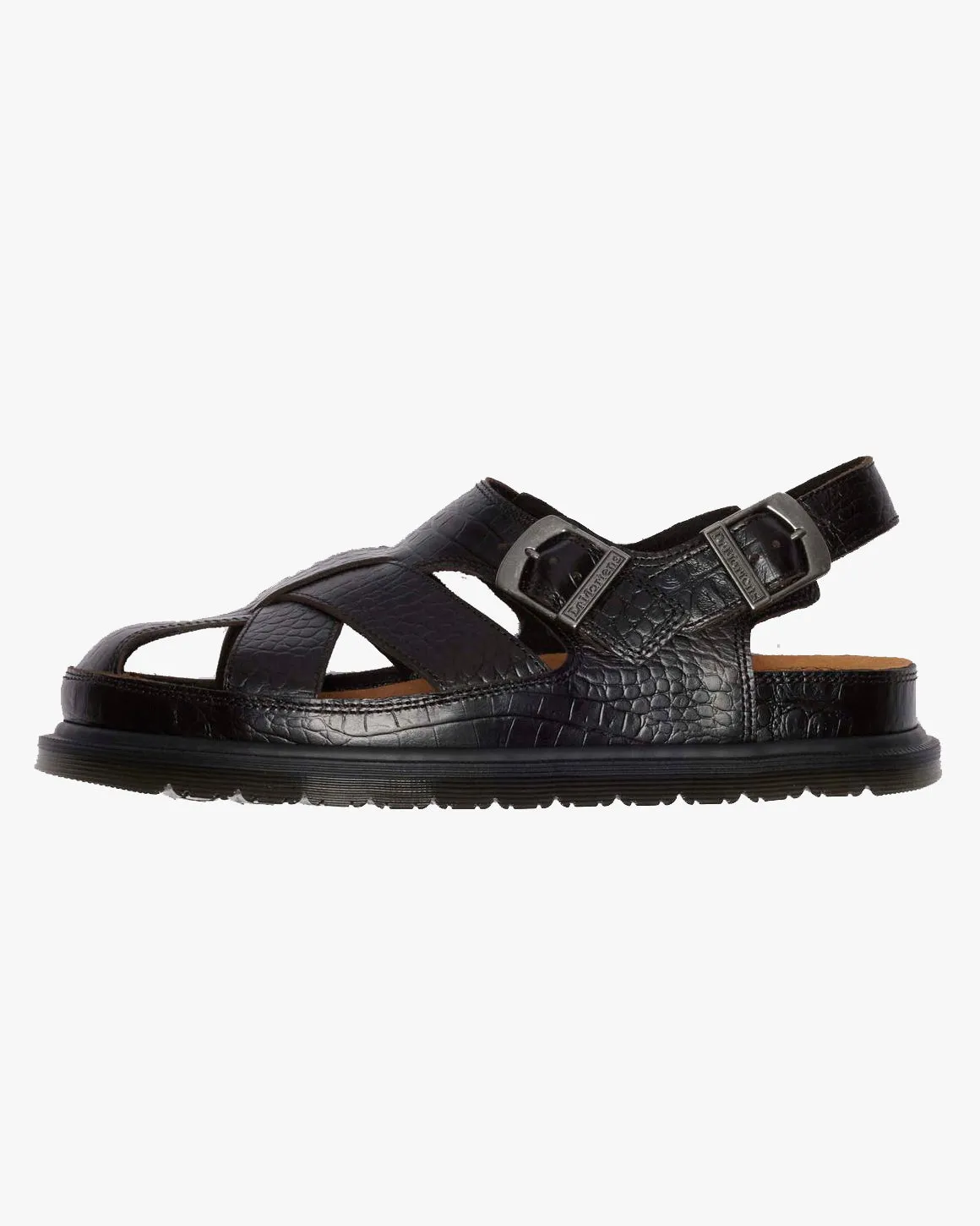 Dr Martens Archive Fisherman Sandals - Dark Brown Croc Emboss Analine Leather