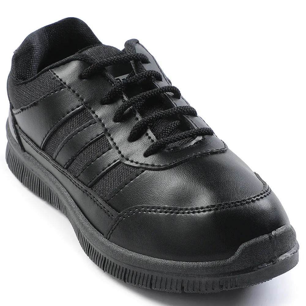 Force 10 Black Uniform Lacing School Shoe For Kids GOLA-03L By Liberty