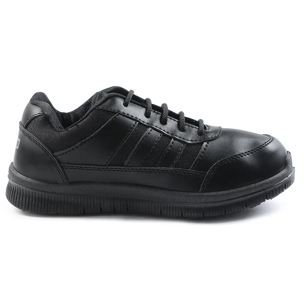 Force 10 Black Uniform Lacing School Shoe For Kids GOLA-03L By Liberty