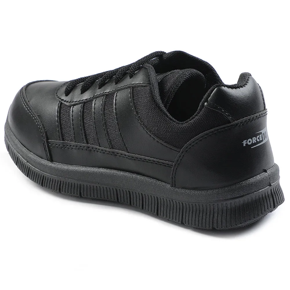 Force 10 Black Uniform Lacing School Shoe For Kids GOLA-03L By Liberty