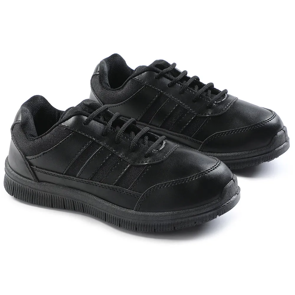Force 10 Black Uniform Lacing School Shoe For Kids GOLA-03L By Liberty