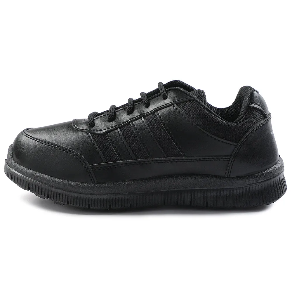 Force 10 Black Uniform Lacing School Shoe For Kids GOLA-03L By Liberty