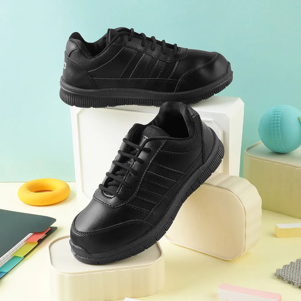 Force 10 Black Uniform Lacing School Shoe For Kids GOLA-03L By Liberty