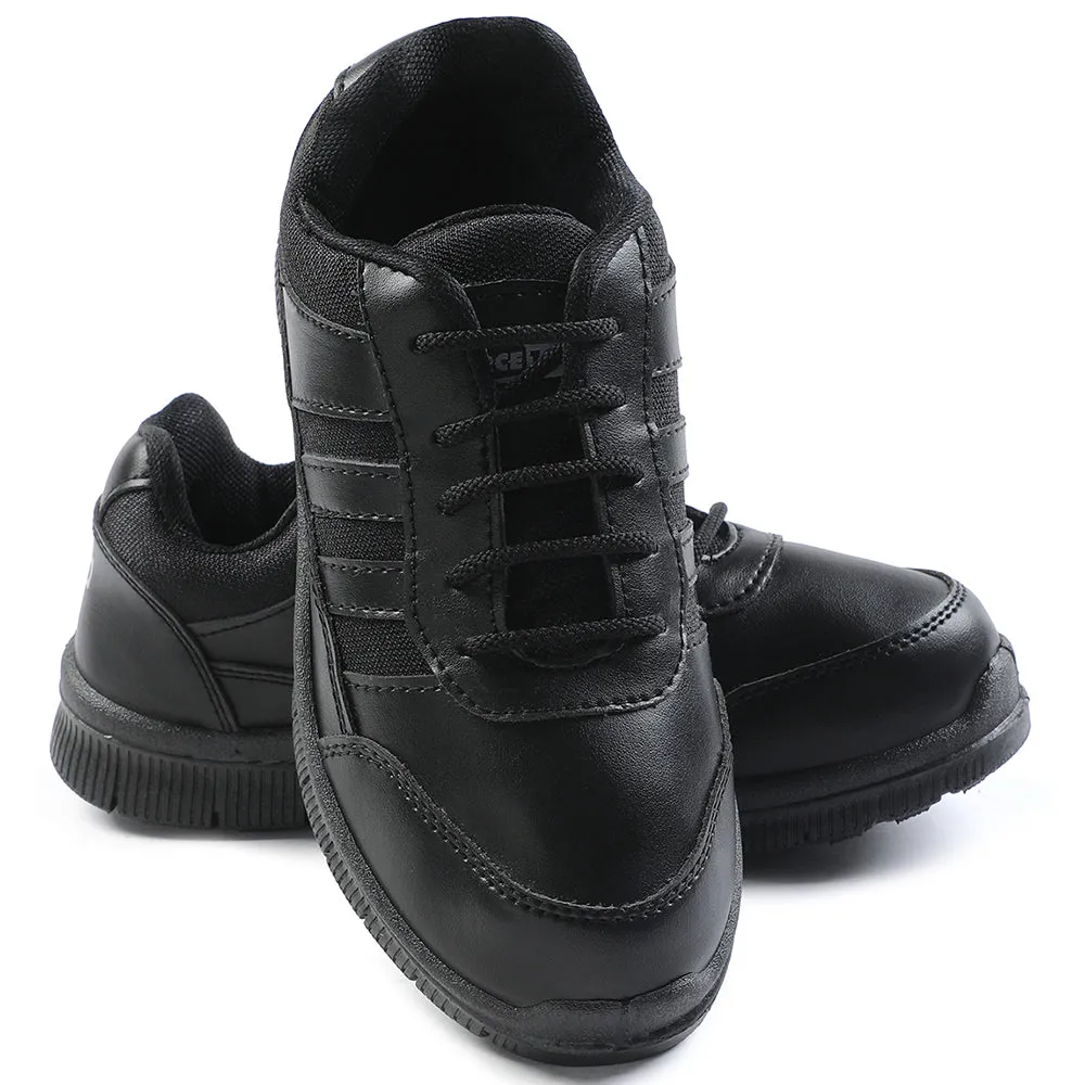 Force 10 Black Uniform Lacing School Shoe For Kids GOLA-03L By Liberty