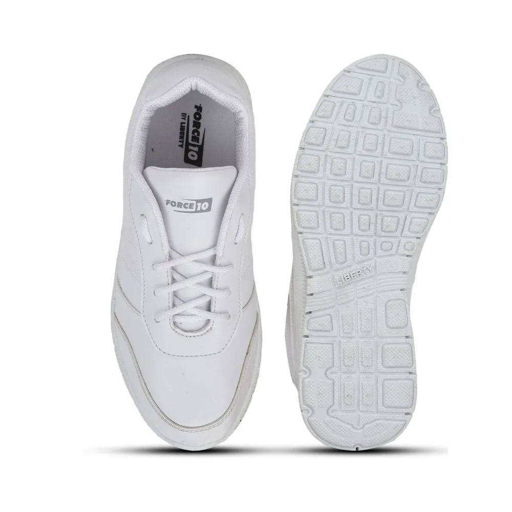 Force 10 White Lacing Uniform School Shoes For Kids GOLA-SCHL By Liberty