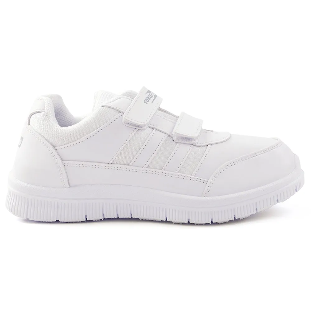 Force 10 White Uniform Velcro School Shoe For Kids GOLA-03 By Liberty