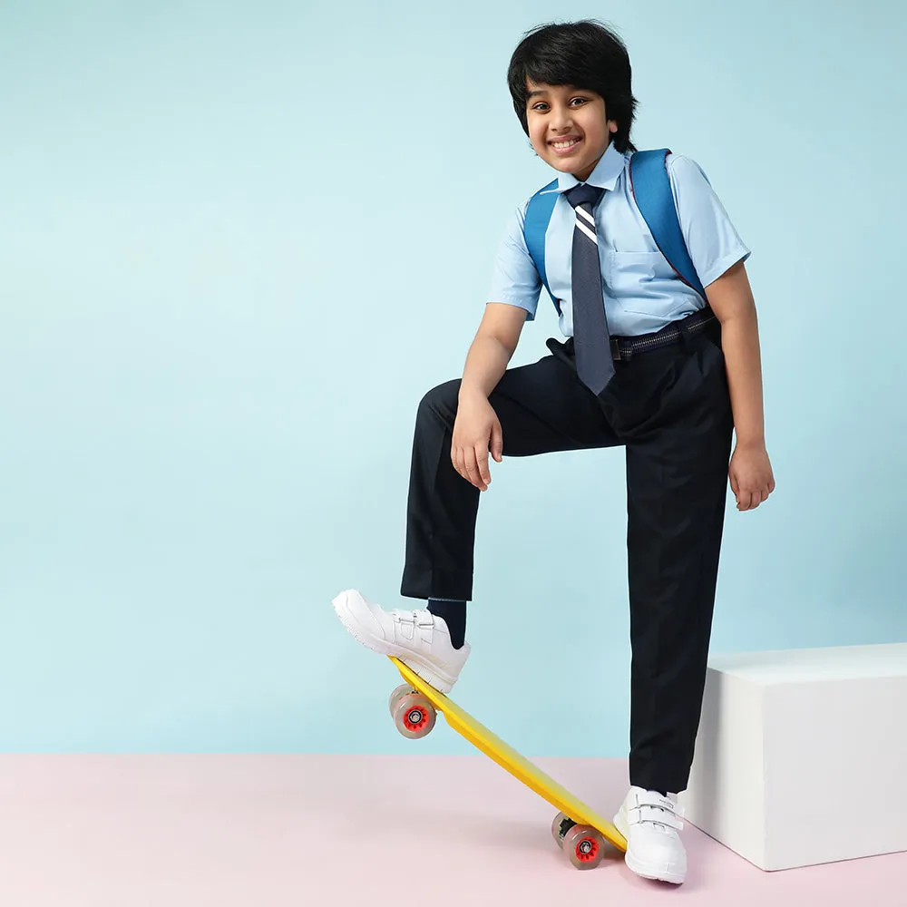 Force 10 White Uniform Velcro School Shoe For Kids GOLA-03 By Liberty