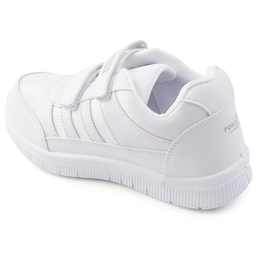Force 10 White Uniform Velcro School Shoe For Kids GOLA-03 By Liberty