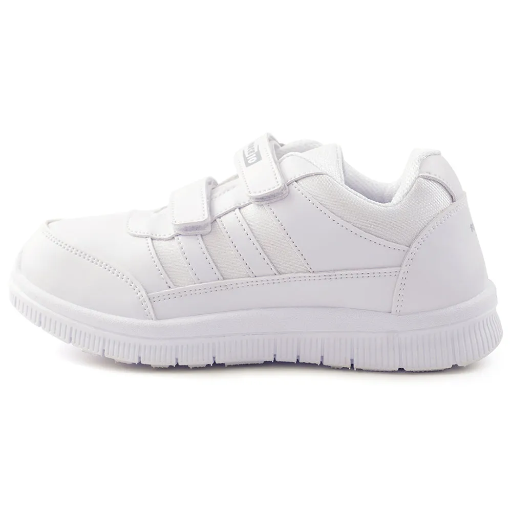 Force 10 White Uniform Velcro School Shoe For Kids GOLA-03 By Liberty