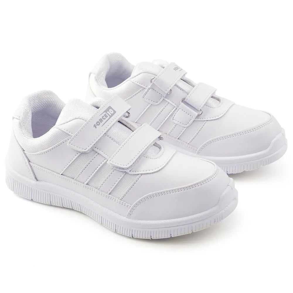 Force 10 White Uniform Velcro School Shoe For Kids GOLA-03 By Liberty