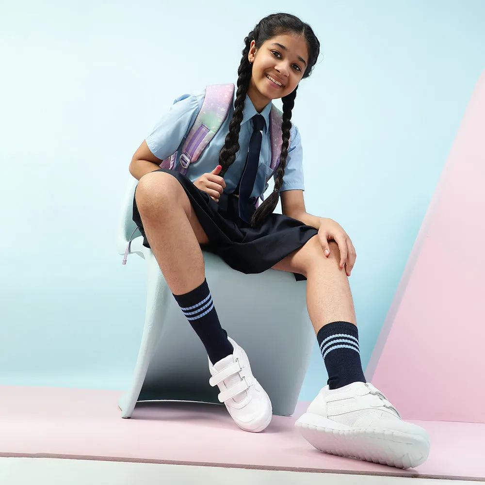 Force 10 White Velcro Uniform School Shoes For Kids 9906-90VGN By Liberty