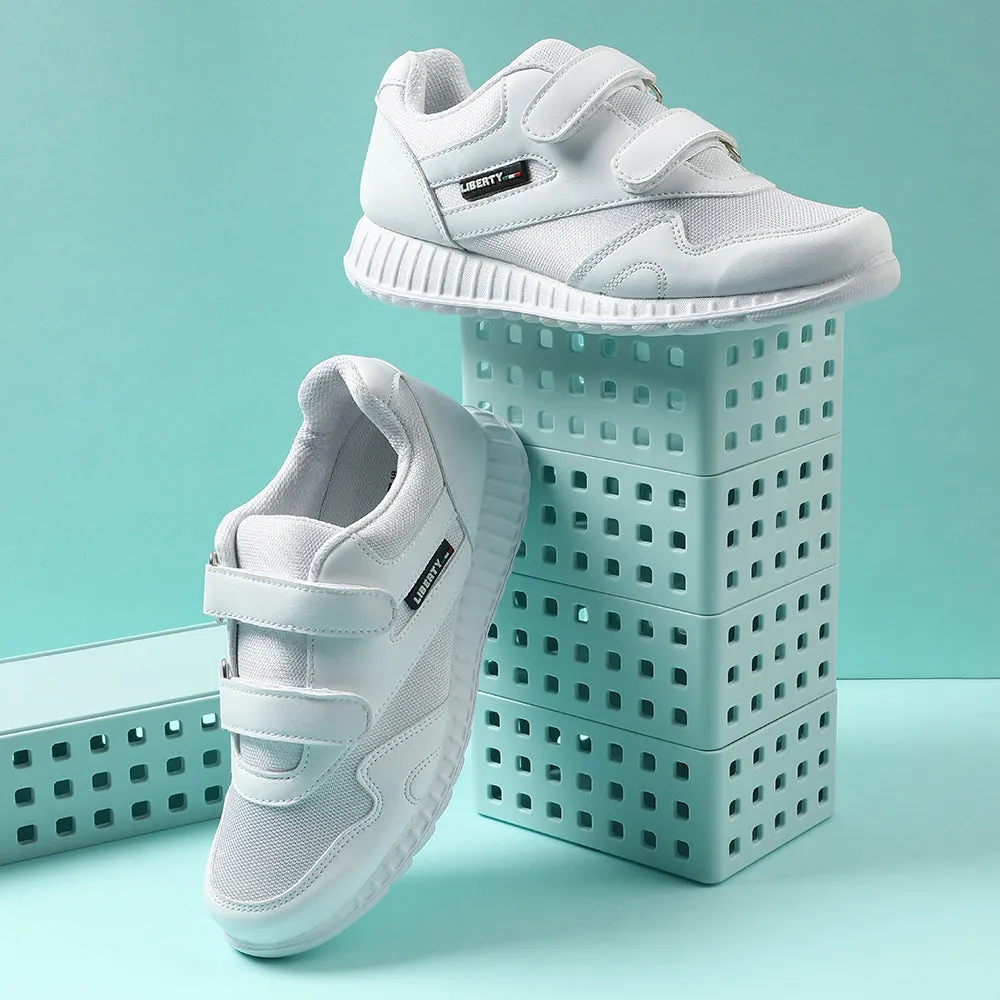 Force 10 White Velcro Uniform School Shoes For Kids 9906-90VGN By Liberty