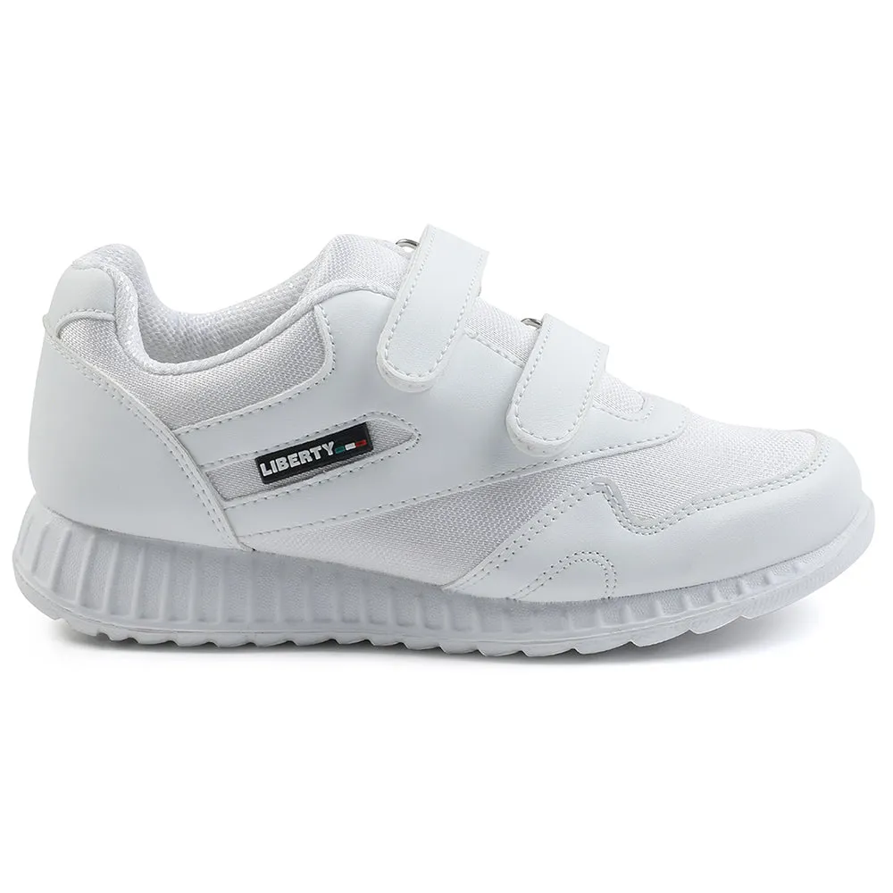 Force 10 White Velcro Uniform School Shoes For Kids 9906-90VGN By Liberty