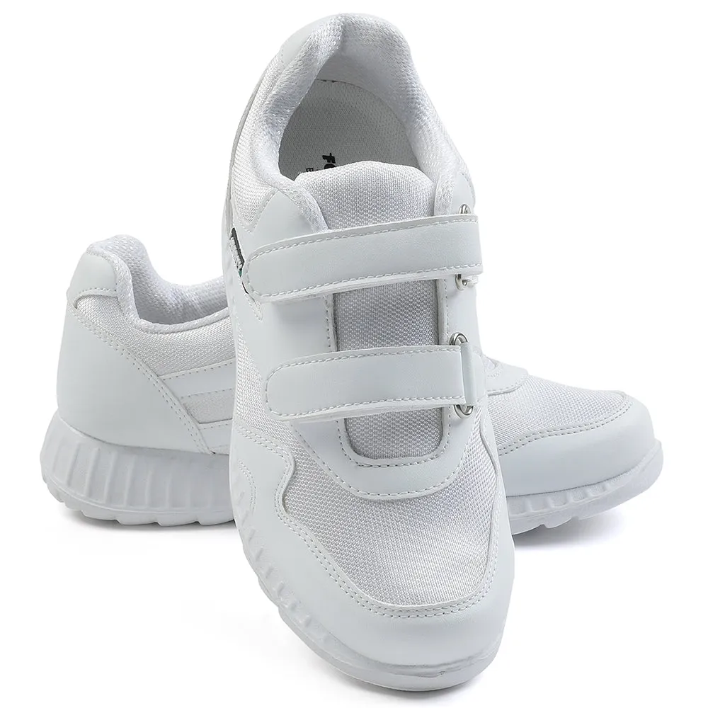 Force 10 White Velcro Uniform School Shoes For Kids 9906-90VGN By Liberty