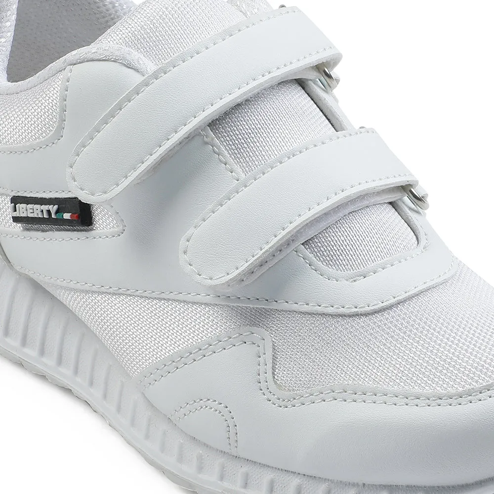 Force 10 White Velcro Uniform School Shoes For Kids 9906-90VGN By Liberty