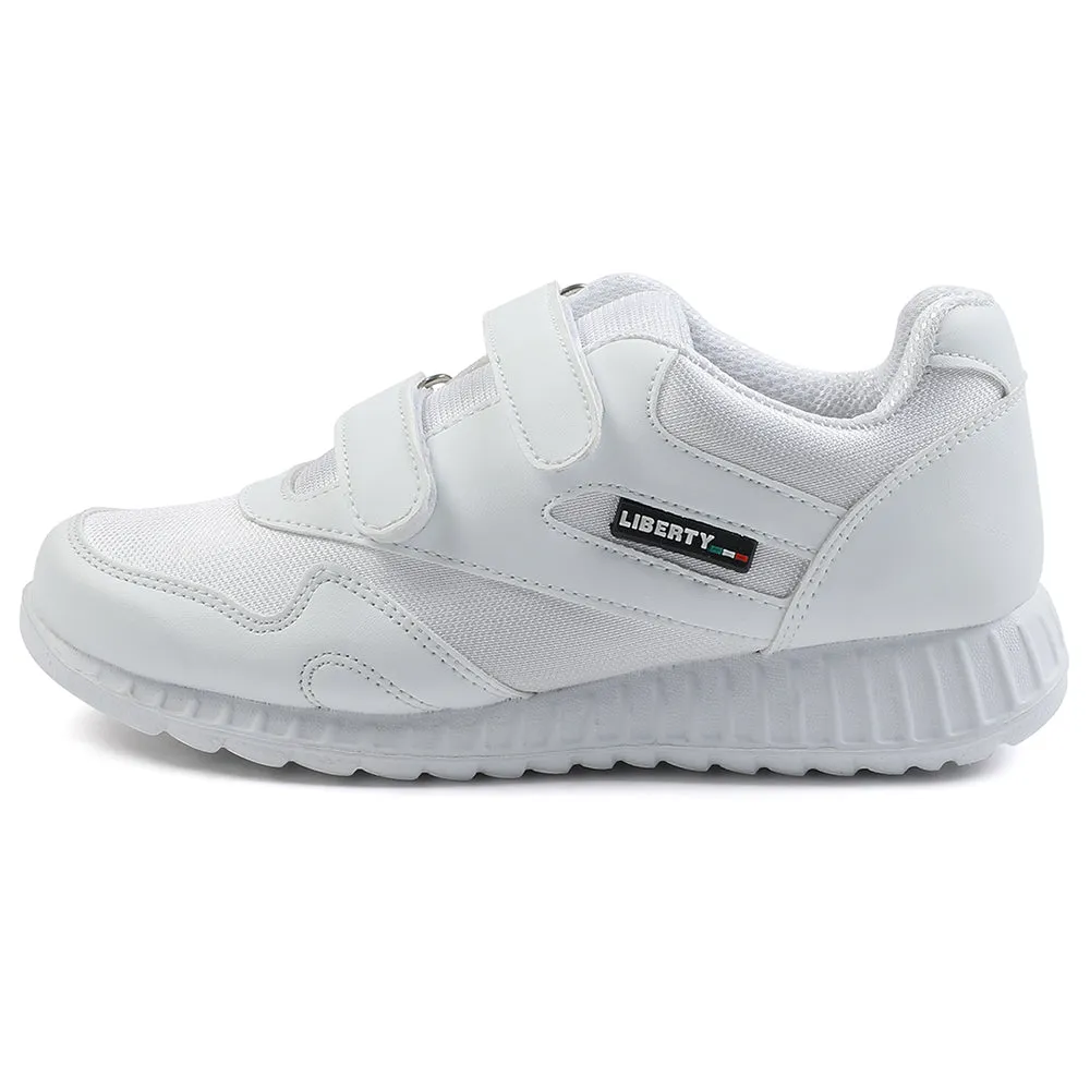Force 10 White Velcro Uniform School Shoes For Kids 9906-90VGN By Liberty