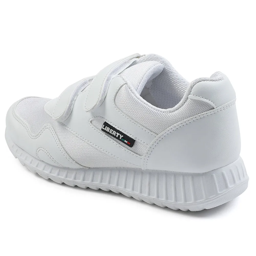 Force 10 White Velcro Uniform School Shoes For Kids 9906-90VGN By Liberty