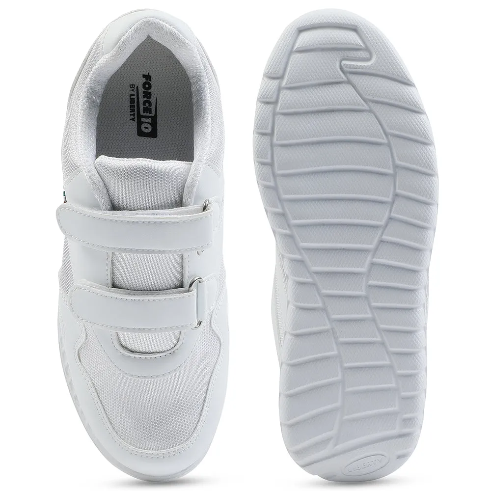 Force 10 White Velcro Uniform School Shoes For Kids 9906-90VGN By Liberty