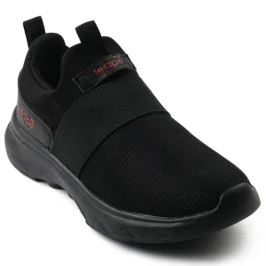 Leap7x Black Non Lacing Sports Walking Shoes For Men SENTINO By Liberty