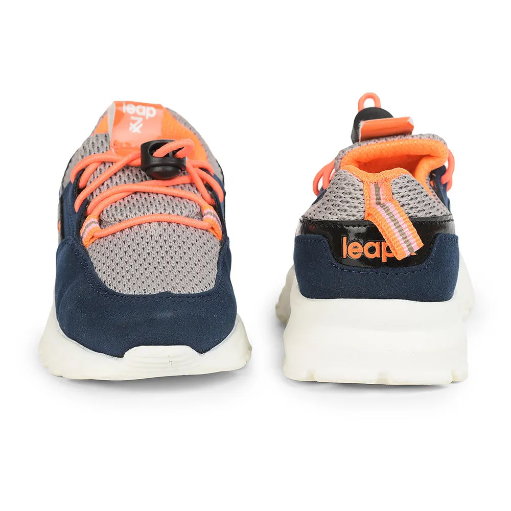Leap7x Lacing Casual Shoes For Kids (L.Grey) JEEVA-05 By Liberty