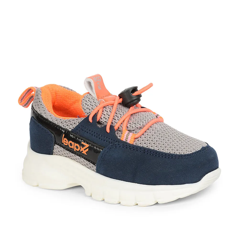 Leap7x Lacing Casual Shoes For Kids (L.Grey) JEEVA-05 By Liberty