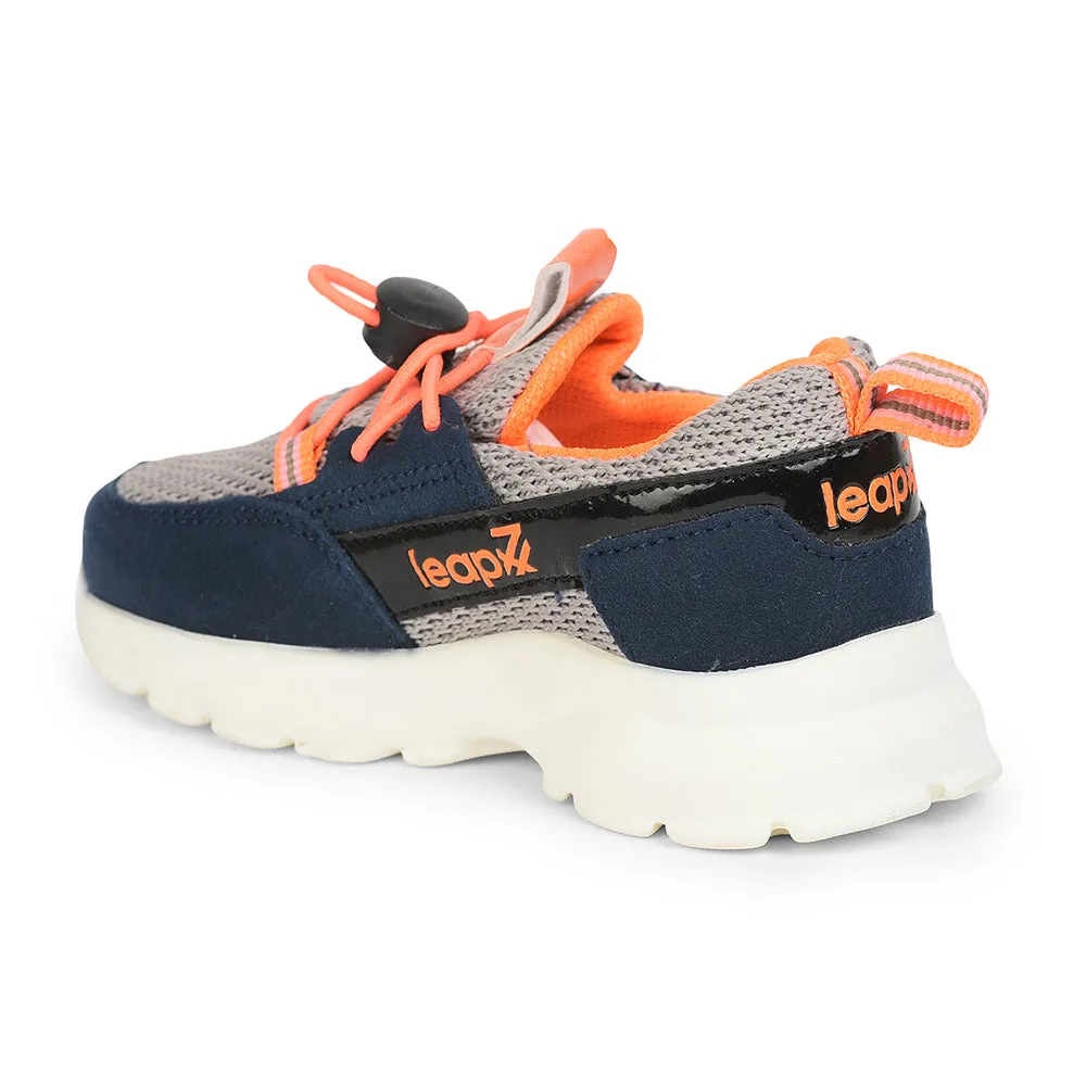 Leap7x Lacing Casual Shoes For Kids (L.Grey) JEEVA-05 By Liberty