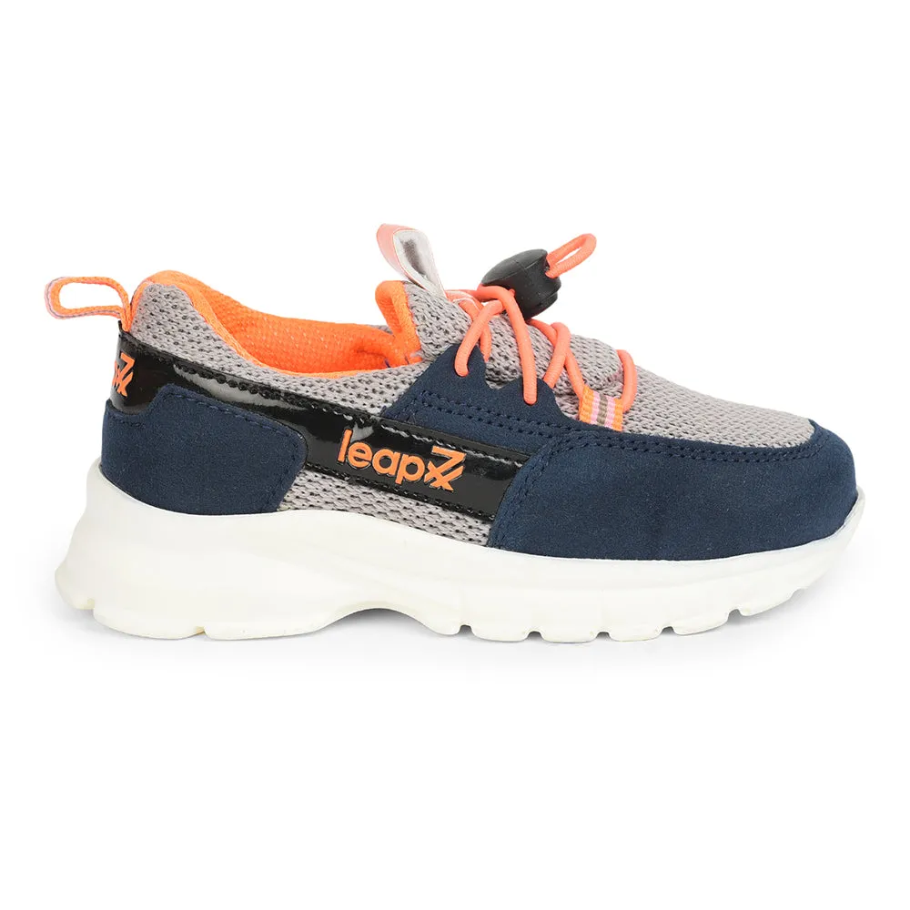 Leap7x Lacing Casual Shoes For Kids (L.Grey) JEEVA-05 By Liberty