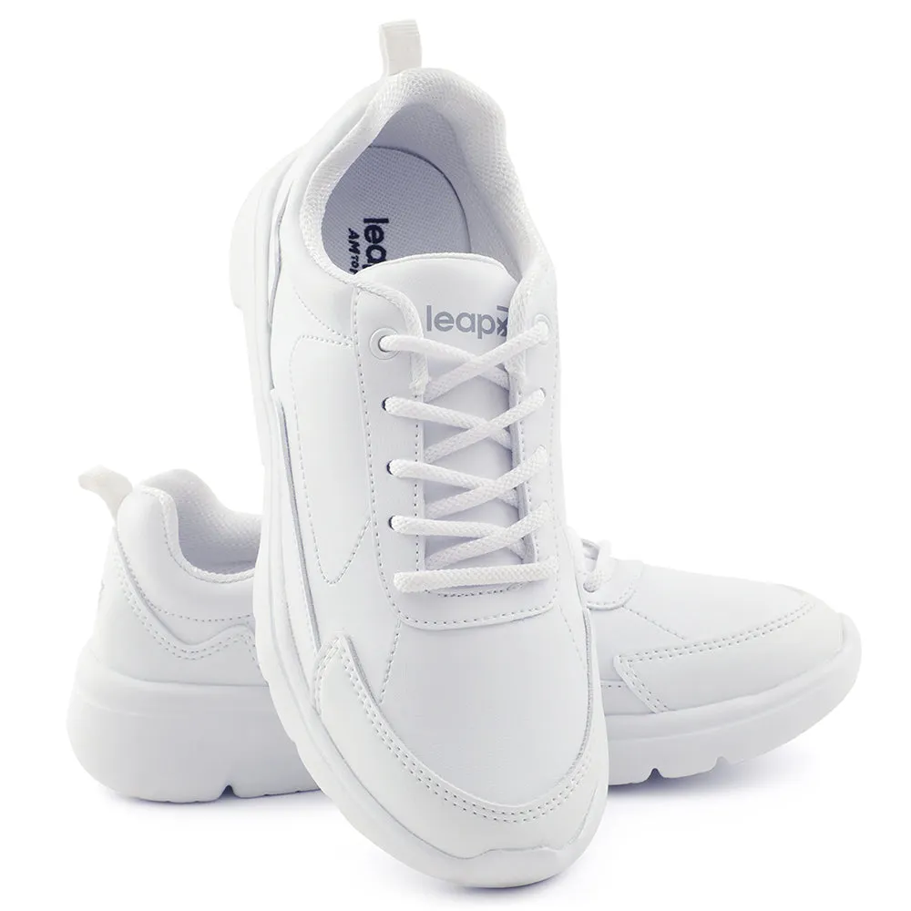 Leap7x White Lacing Uniform School Shoes For Kids SCHLSTAR-L By Liberty