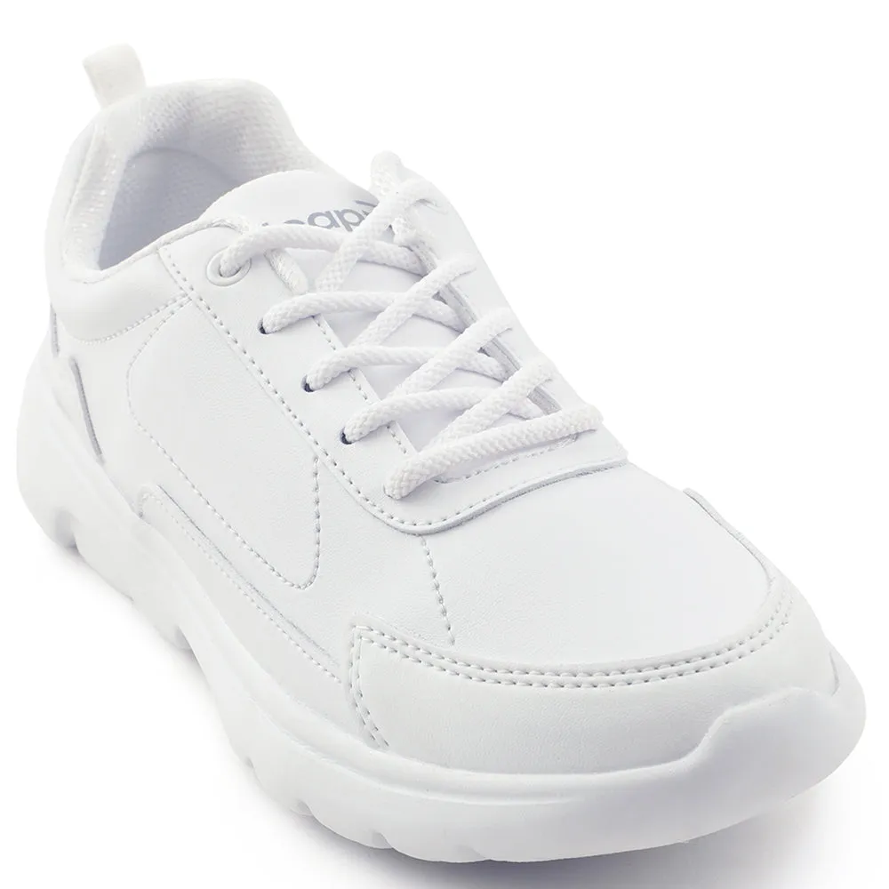 Leap7x White Lacing Uniform School Shoes For Kids SCHLSTAR-L By Liberty