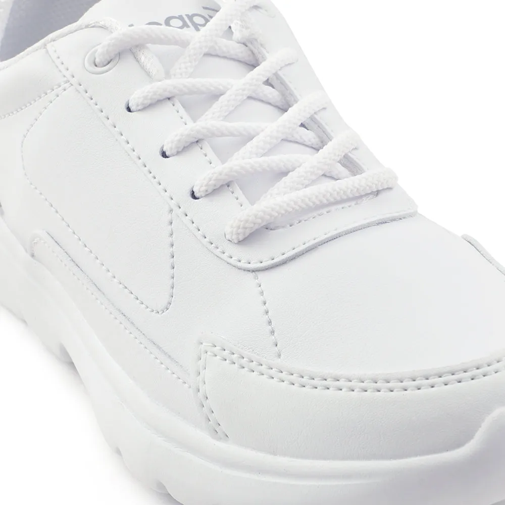 Leap7x White Lacing Uniform School Shoes For Kids SCHLSTAR-L By Liberty