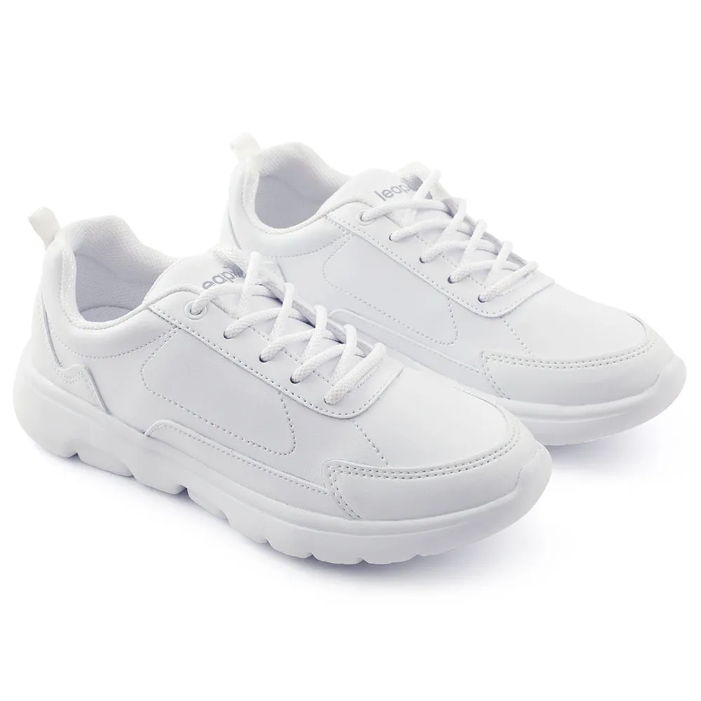 Leap7x White Lacing Uniform School Shoes For Kids SCHLSTAR-L By Liberty