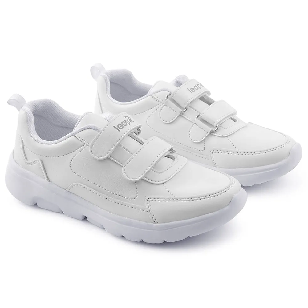 Leap7x White Non Lacing Uniform School Shoes For Kids SCHLSTAR-V By Liberty