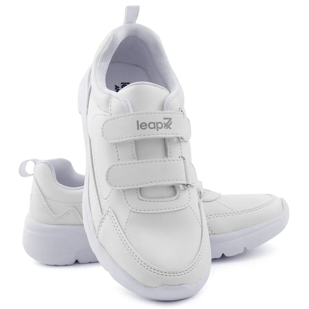 Leap7x White Non Lacing Uniform School Shoes For Kids SCHLSTAR-V By Liberty