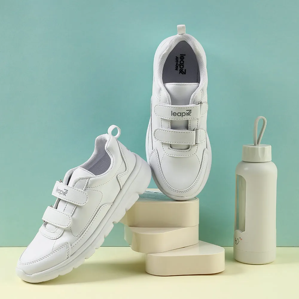 Leap7x White Non Lacing Uniform School Shoes For Kids SCHLSTAR-V By Liberty