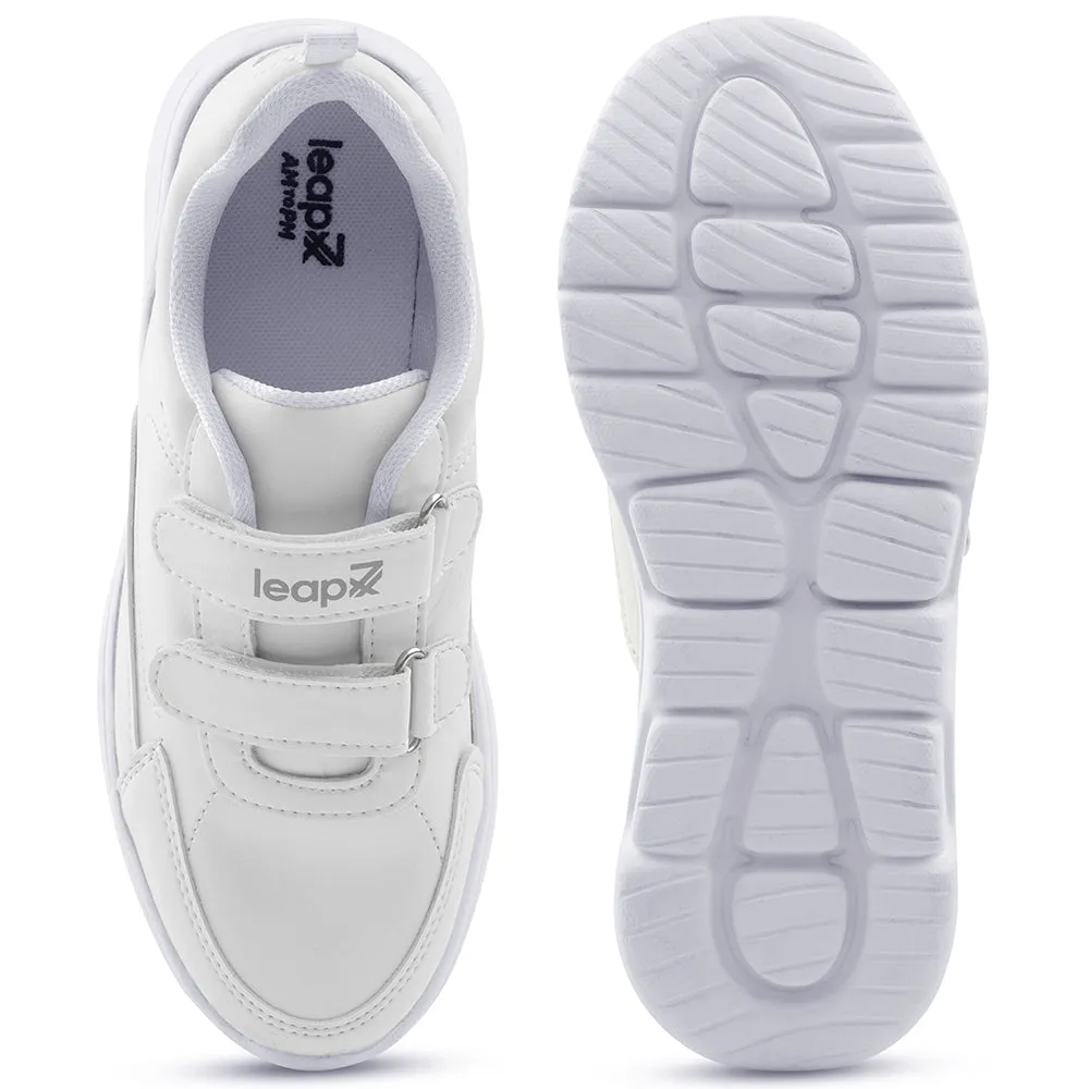 Leap7x White Non Lacing Uniform School Shoes For Kids SCHLSTAR-V By Liberty