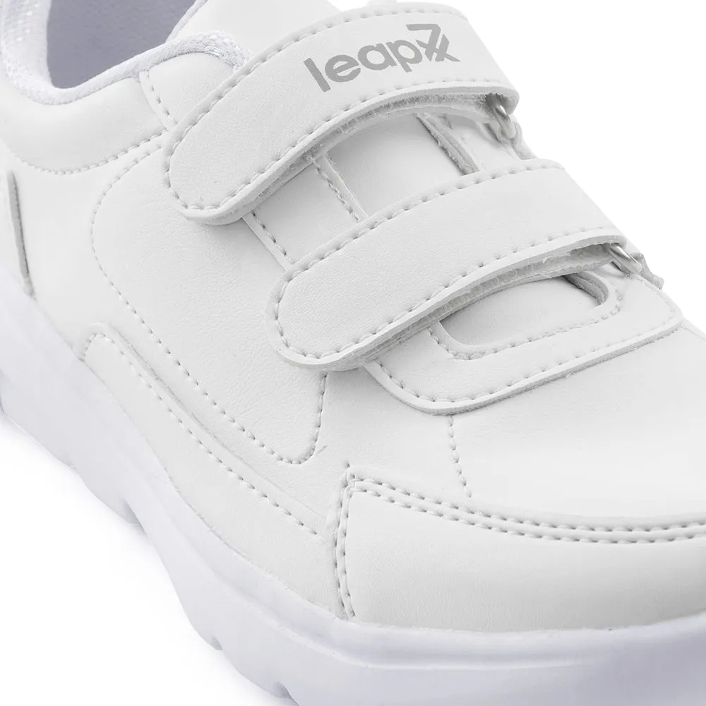 Leap7x White Non Lacing Uniform School Shoes For Kids SCHLSTAR-V By Liberty