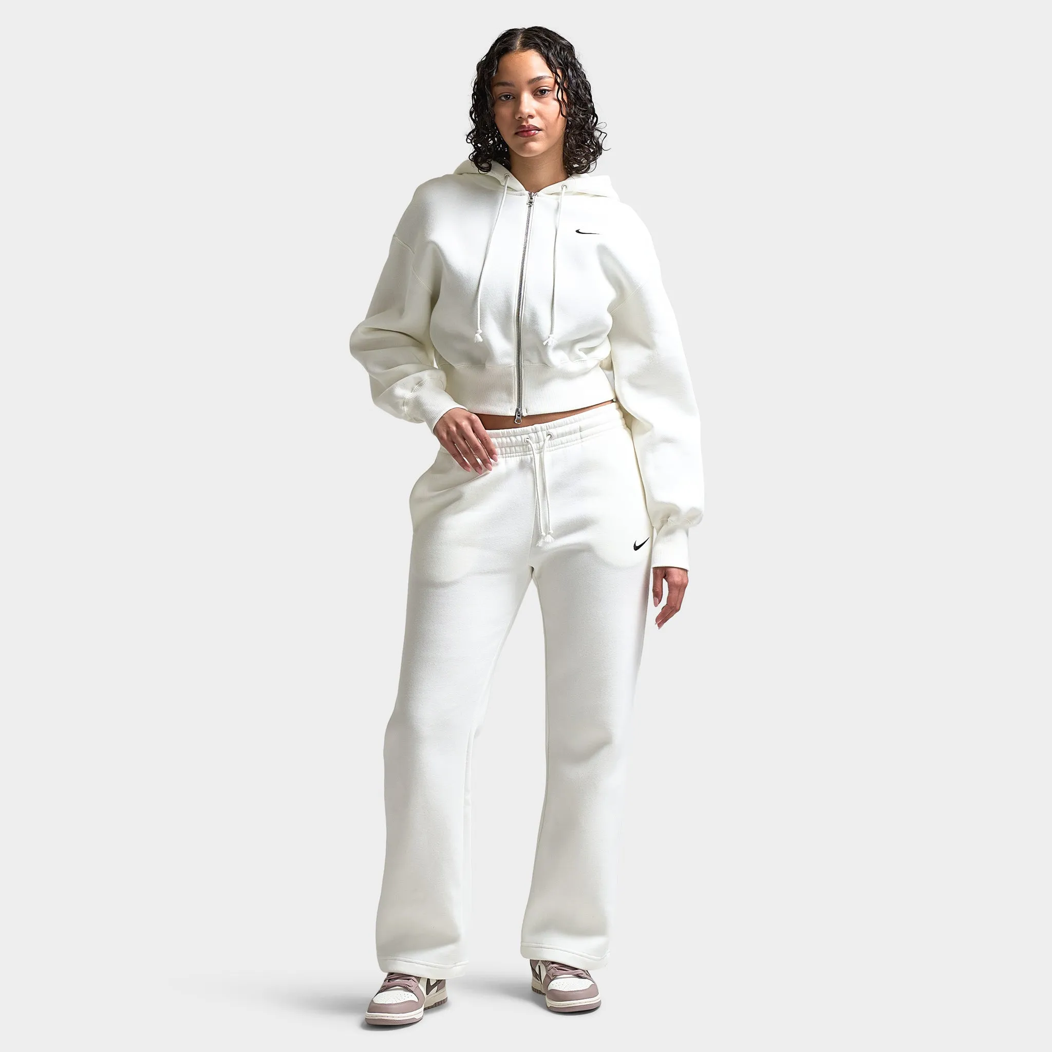 Nike Sportswear Women's Phoenix Fleece Mid-Rise Open-Hem Pants Sail / Black
