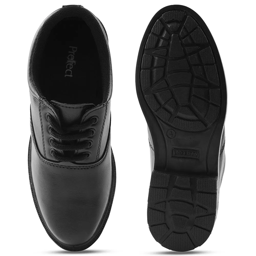 Prefect Black Lacing Uniform School Shoes For Kids SKOOLBOYPU By Liberty