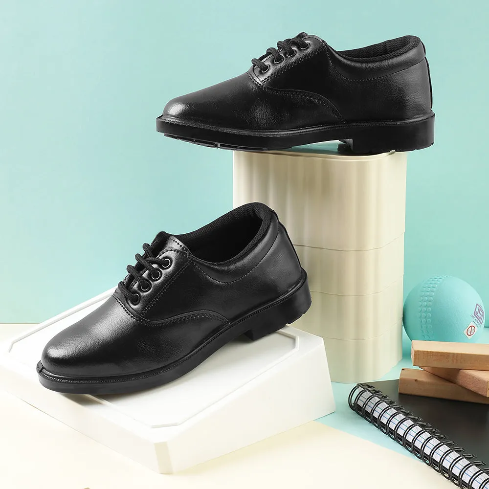 Prefect Black Lacing Uniform School Shoes For Kids SKOOLBOYPU By Liberty