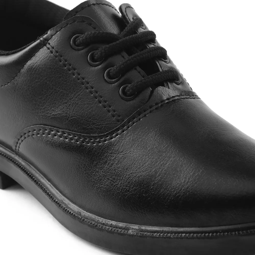 Prefect Black Lacing Uniform School Shoes For Kids SKOOLBOYPU By Liberty
