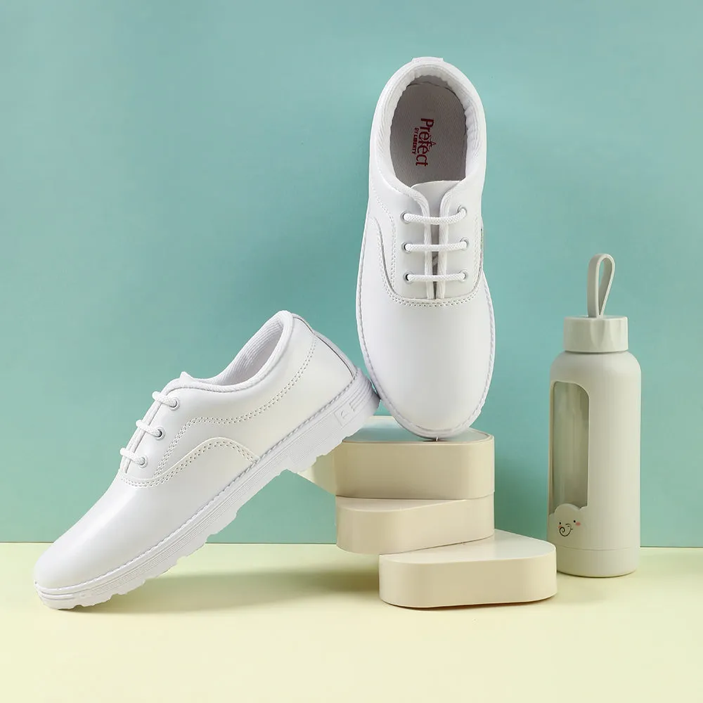 Prefect White Lacing Uniform School Shoes For Kids S-BOYEXCEA By Liberty