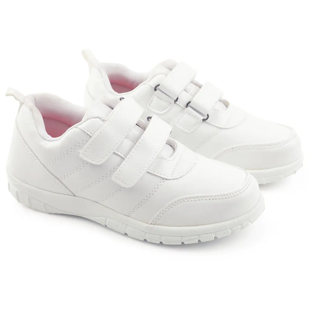 Prefect White Lacing Uniform School Shoes For Kids SCHOOLPTMV By Liberty